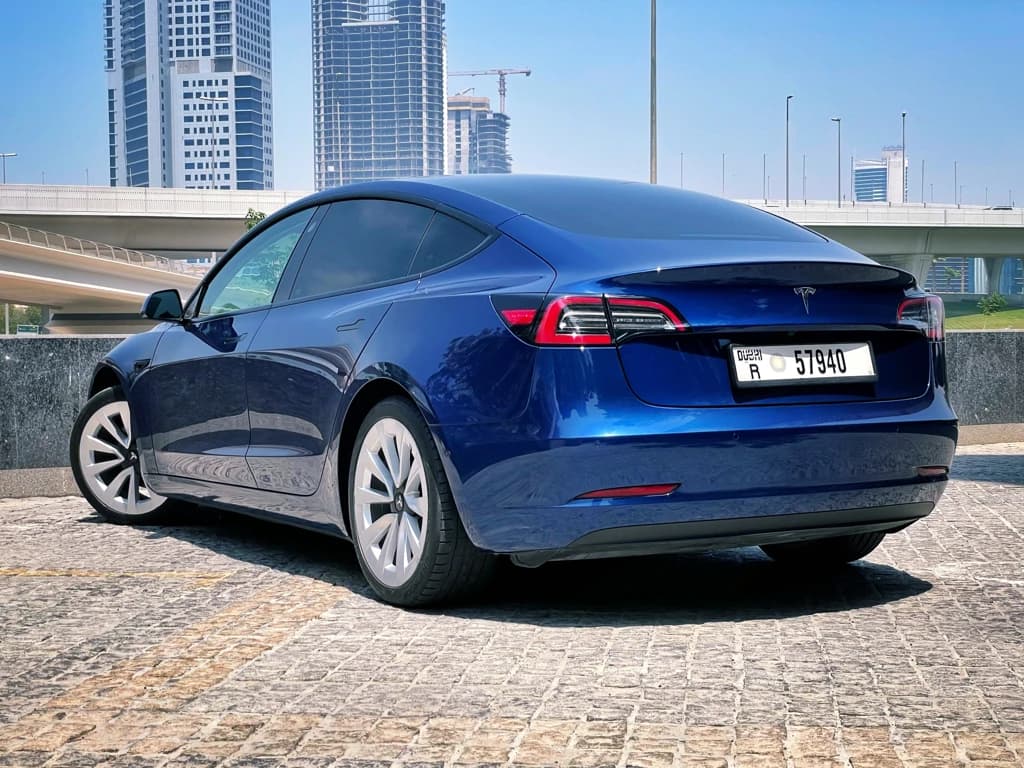 Tesla Model 3 2021 Blue rear side