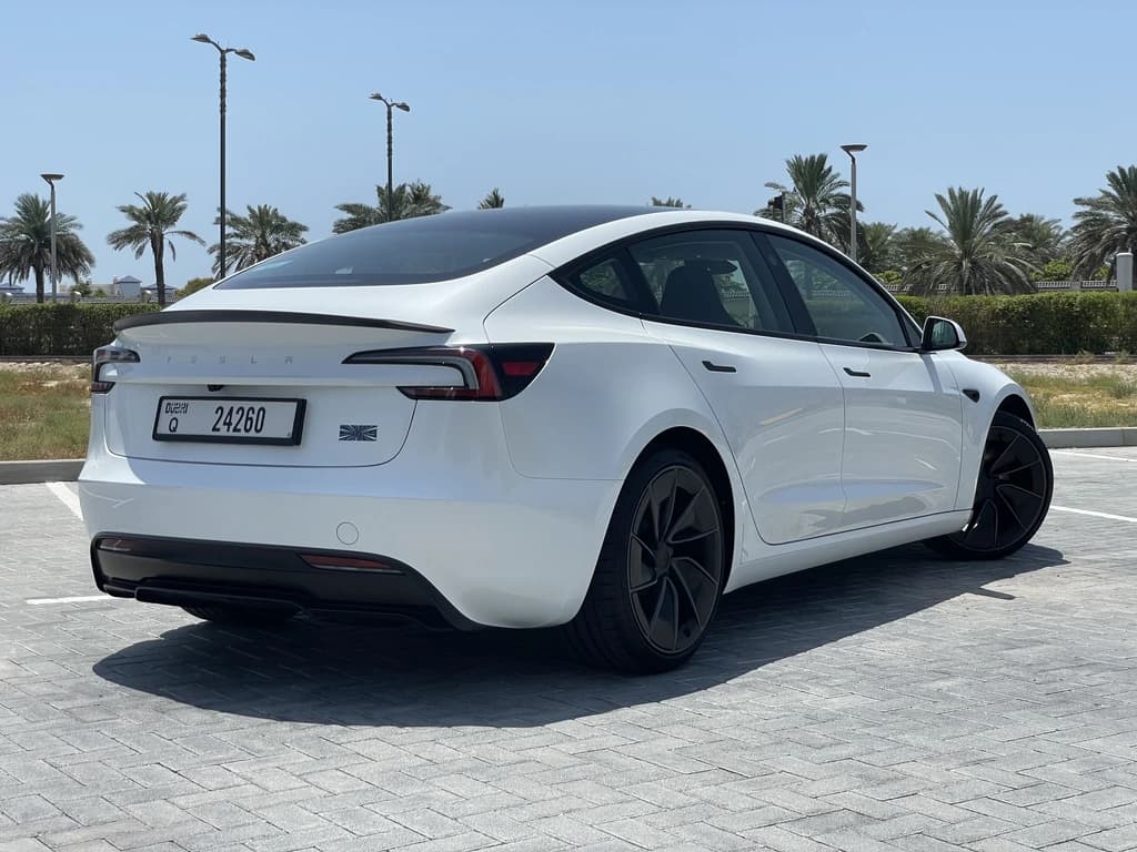 Tesla Model 3 Performance 2024 White rear side