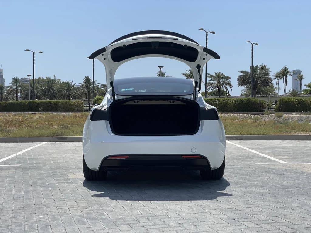 Tesla Model 3 Performance 2024 White trunk open