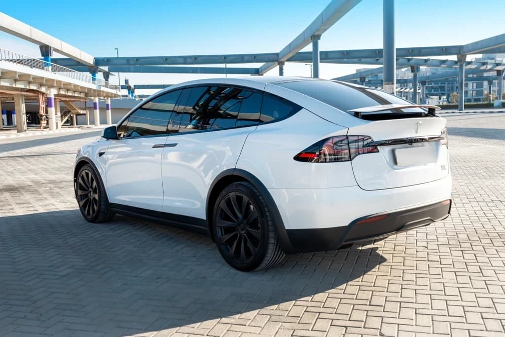 Tesla Model X 2023 White rear side