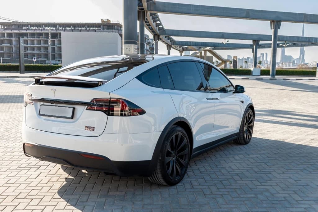 Tesla Model X 2023 White rear side